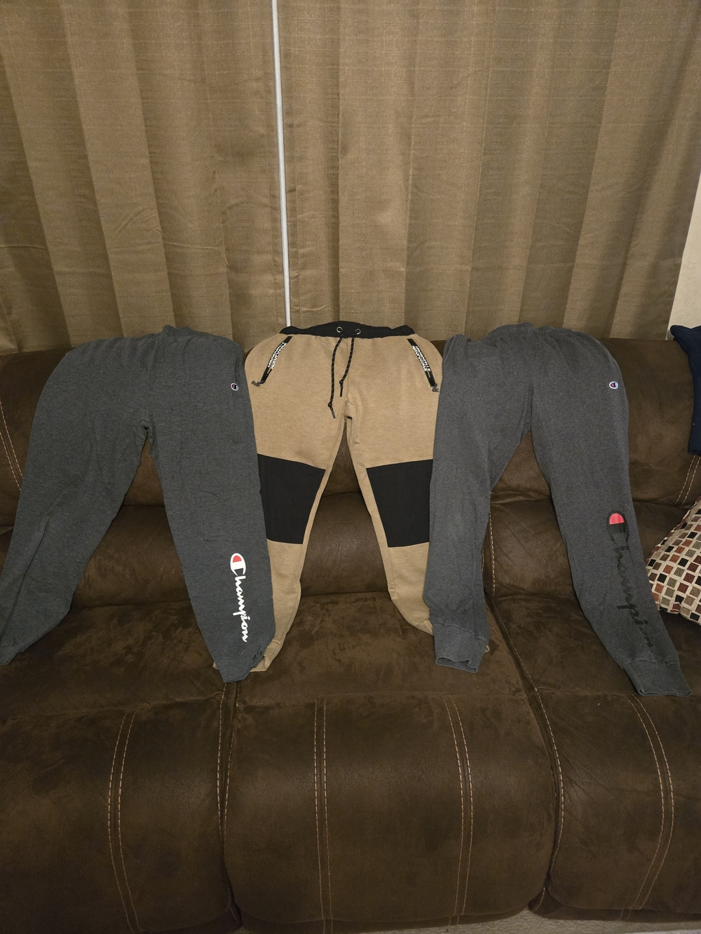 Champion/Aeropostale Gray Joggers & Tan/Black Colorblock Sweatpants Lot